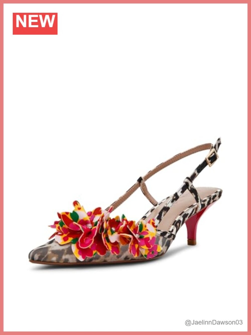 Betsey Johnson Baylee Kitten Heel Slingback Sandals Open Toe Floral PU